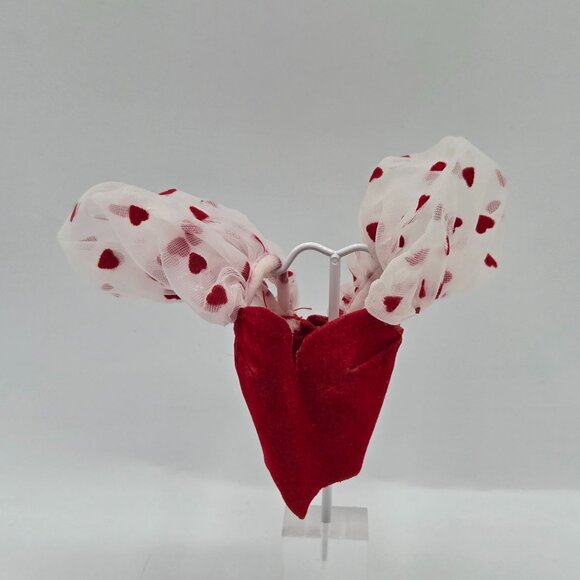 Barbie 1983 Loving You 7072 Red Flocked Top With White Puffy Heart Sleeves - Picture 1 of 6